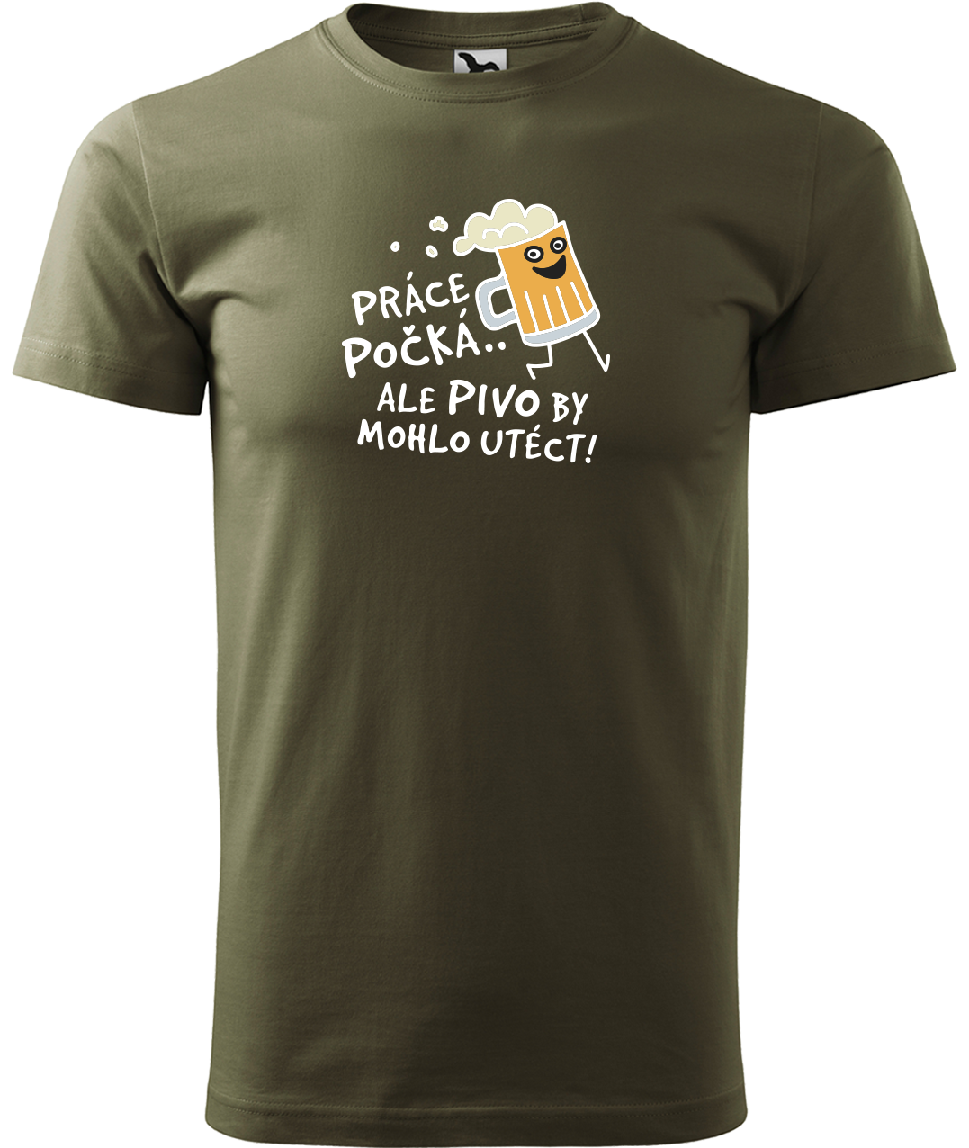 Pivní tričko - Pivo by mohlo utéct Velikost: 2XL, Barva: Military (69)