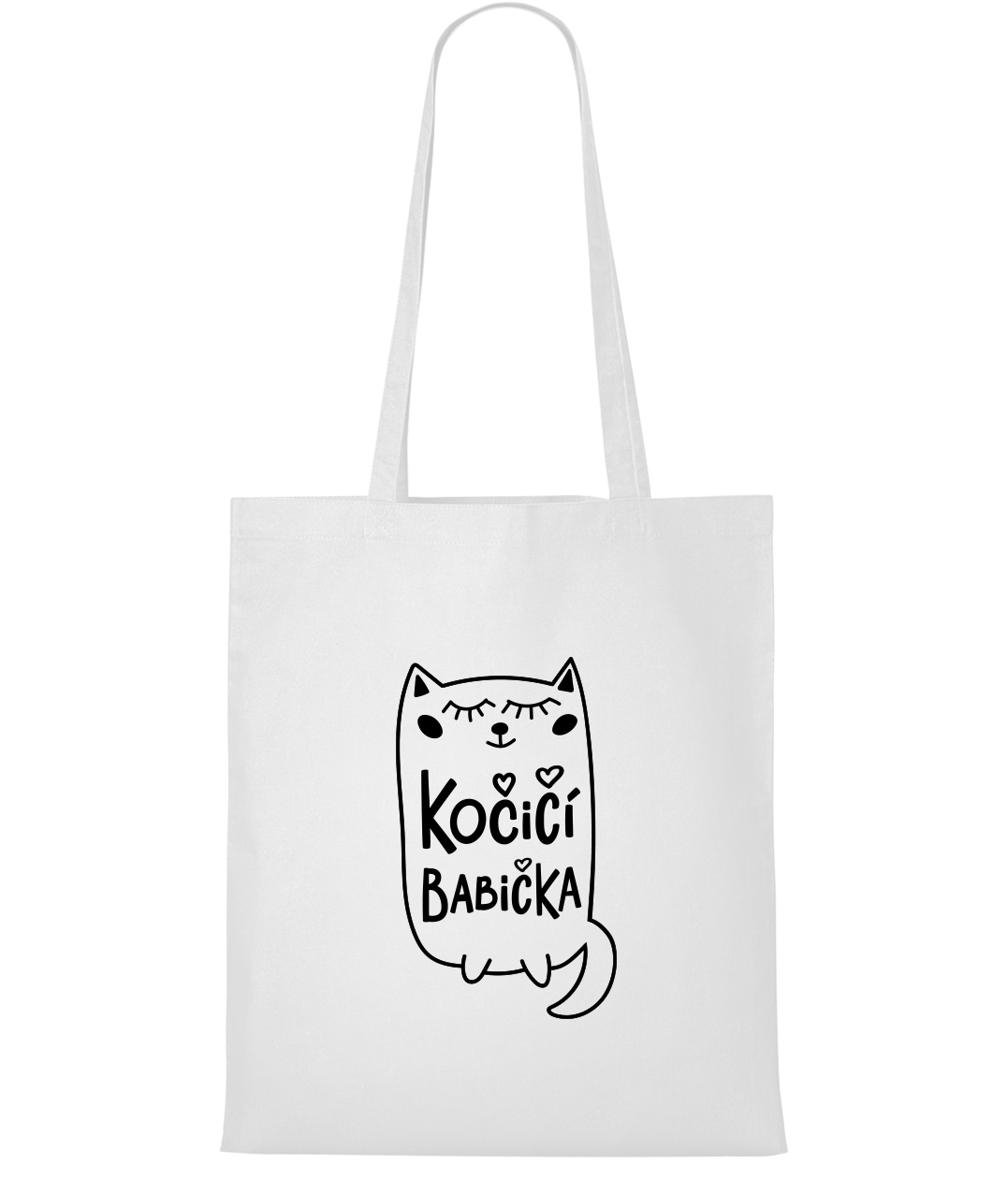 Nákupní taška -Kočičí babička Barva: Bílá