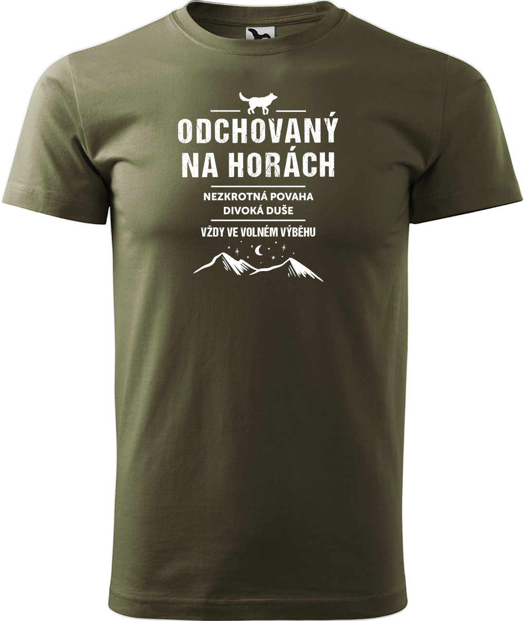 Tričko na hory - Odchovaný na horách Velikost: S, Barva: Military (69)