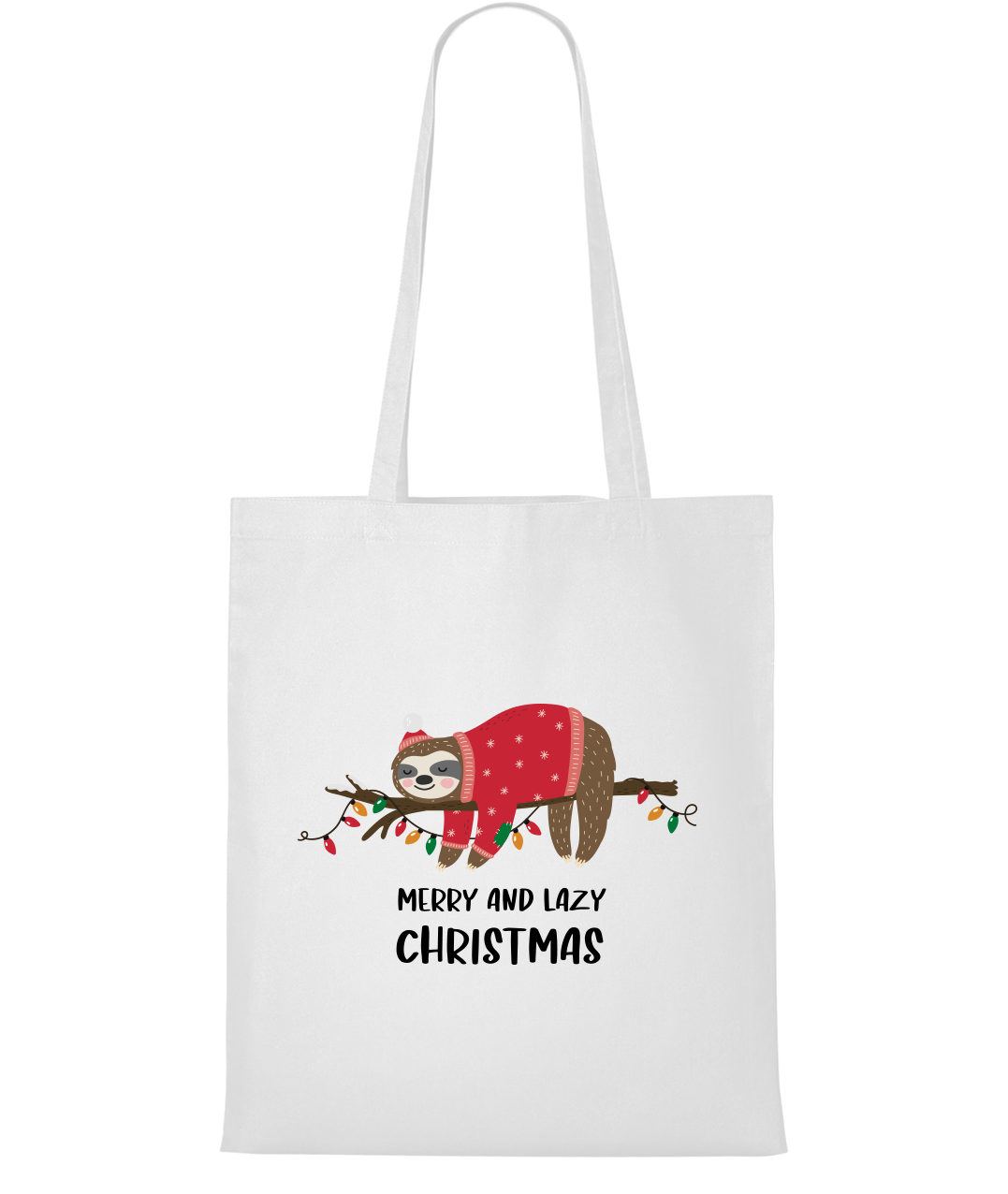 Nákupní taška - Merry and lazy Christmas Barva: Bílá