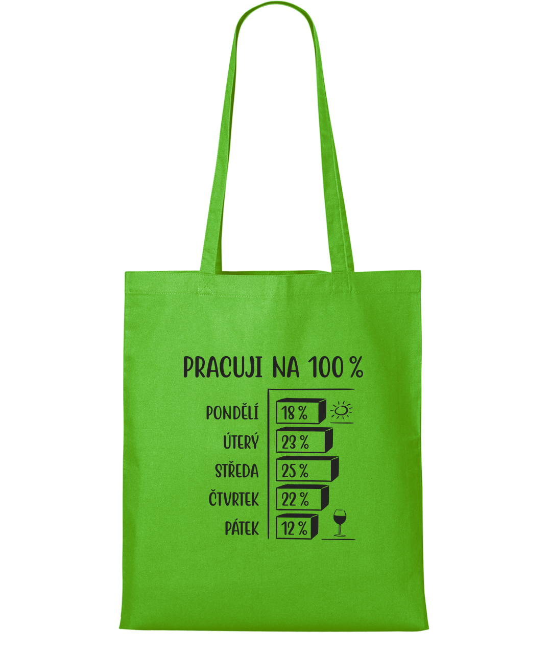 Nákupní taška - Pracuji na 100% Barva: Apple Green