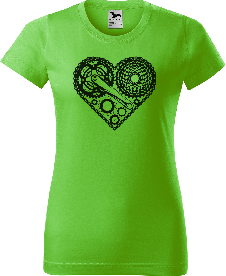 Dámské tričko pro cyklistku - Cyklosrdce Velikost: M, Barva: Apple Green (92)