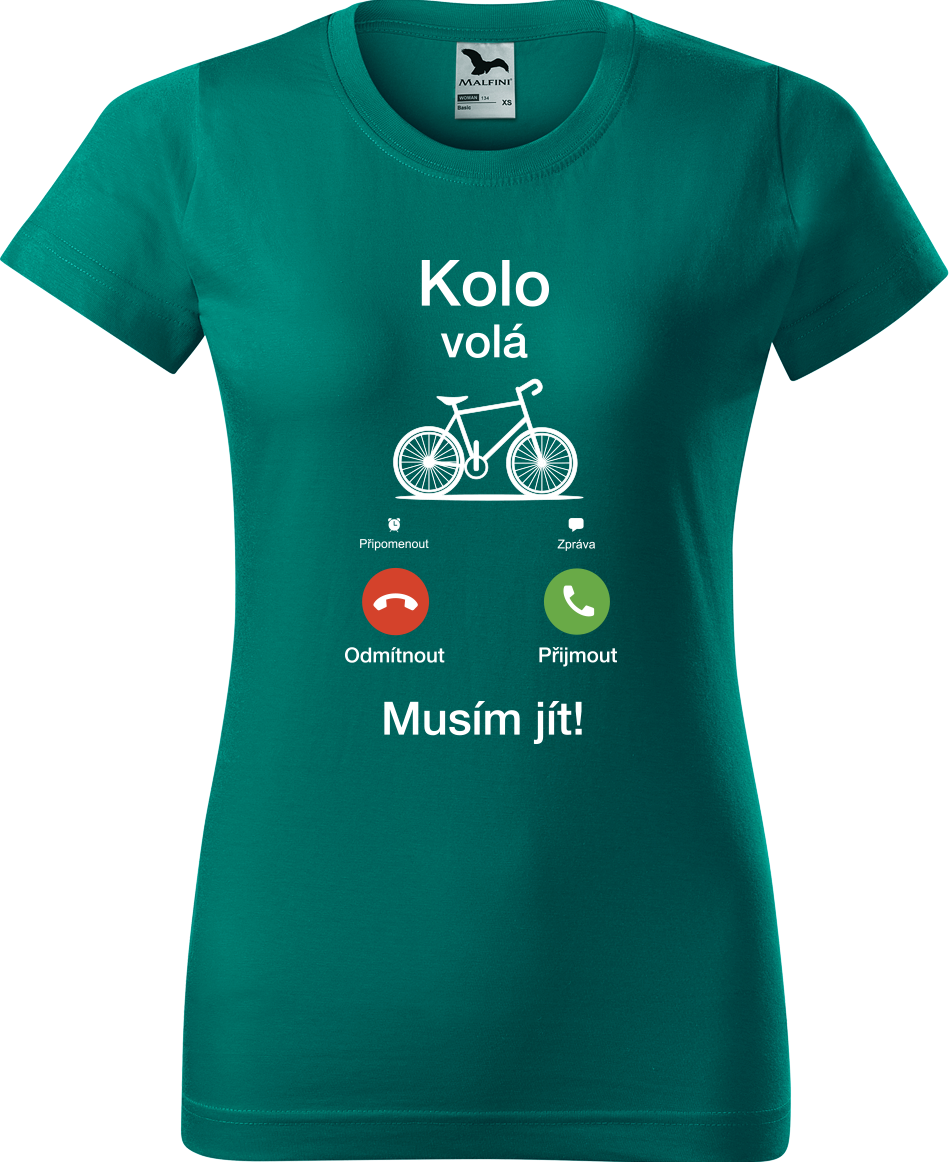 Dámské tričko pro cyklistku - Kolo volá Velikost: 2XL, Barva: Emerald (19)