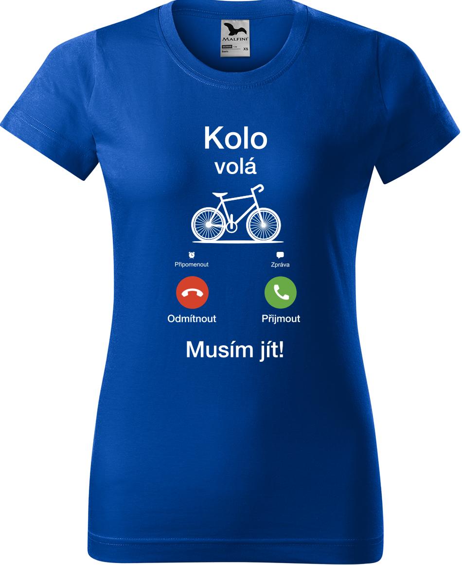 Dámské tričko pro cyklistku - Kolo volá Velikost: M, Barva: Královská modrá (05)