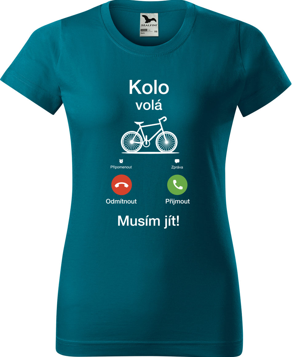 Dámské tričko pro cyklistku - Kolo volá Velikost: 2XL, Barva: Petrolejová (93)