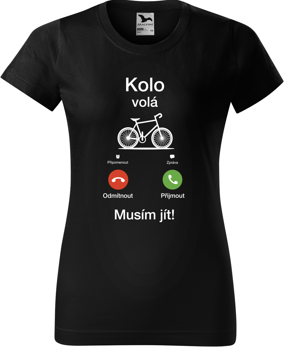 Dámské tričko pro cyklistku - Kolo volá Velikost: 2XL, Barva: Černá (01)