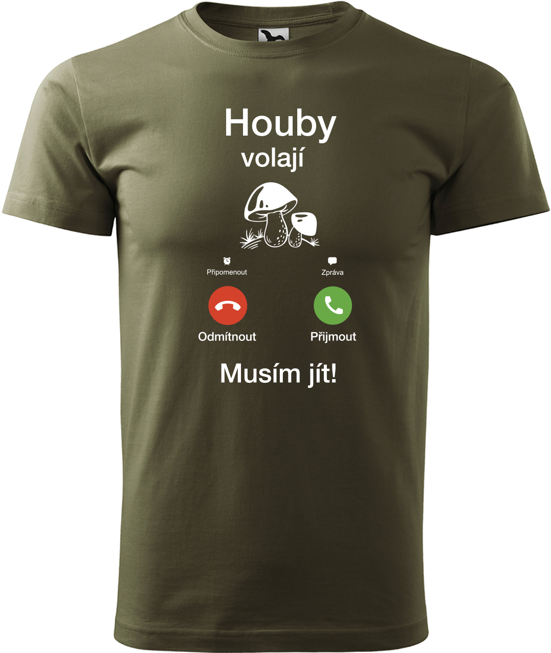 Pánské houbařské tričko - Houby volají Velikost: 3XL, Barva: Military (69)