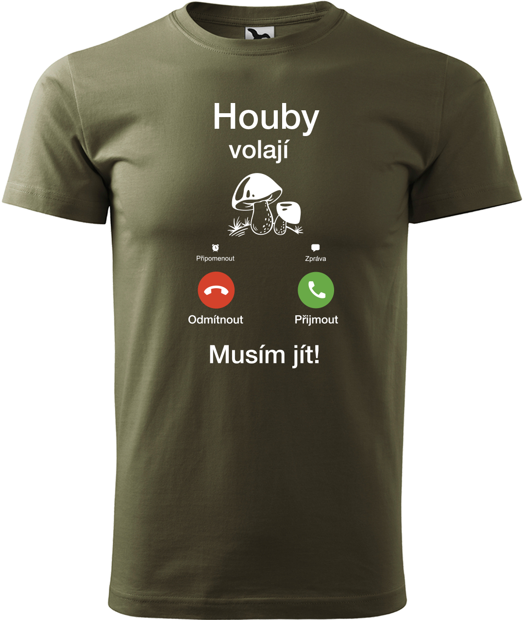 Pánské houbařské tričko - Houby volají Velikost: XL, Barva: Military (69)