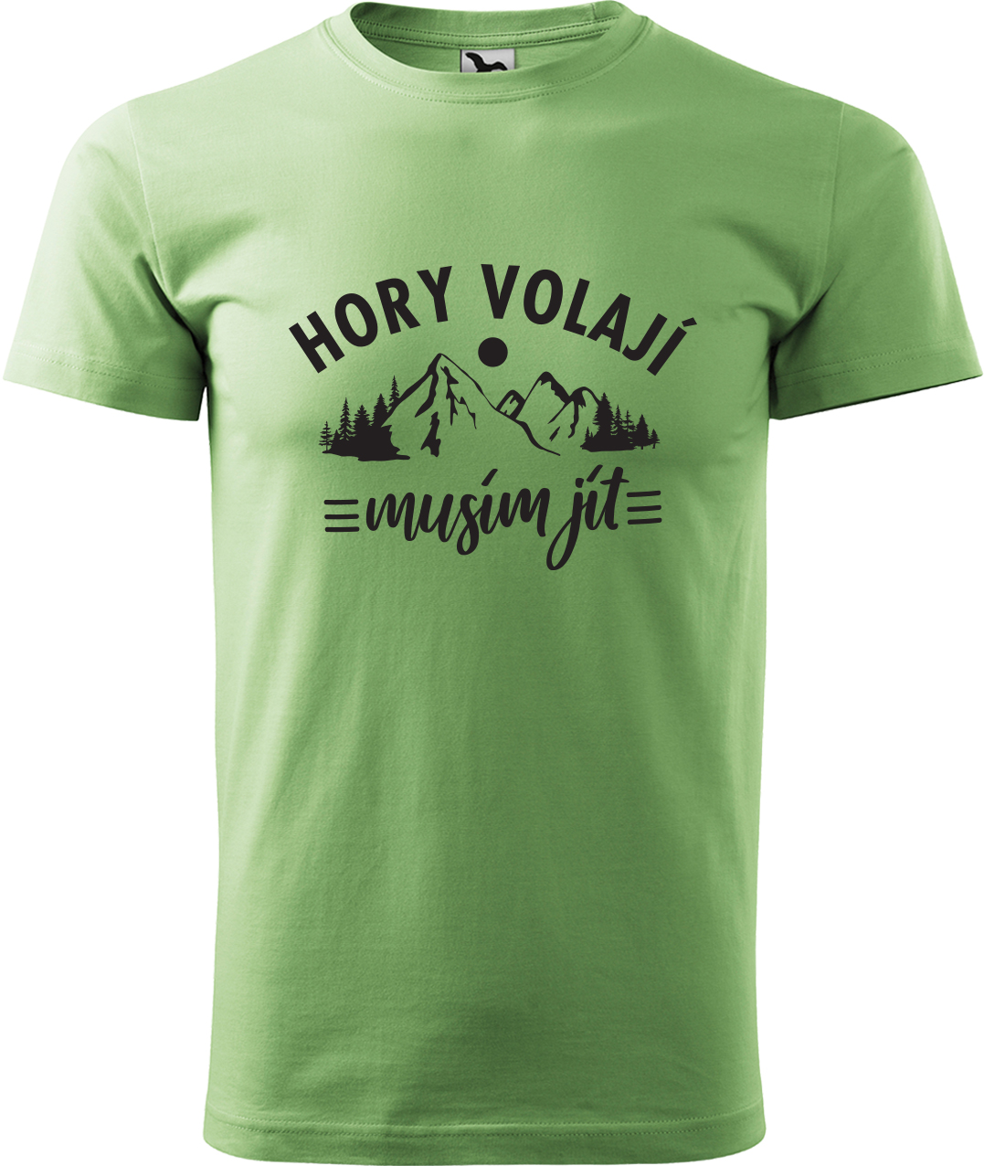Pánské tričko na hory - Hory volají, musím jít Velikost: M, Barva: Trávově zelená (39), Střih: pánský