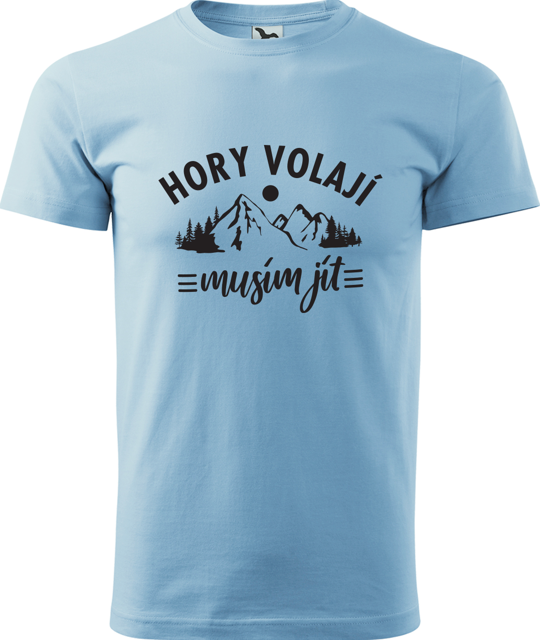 Pánské tričko na hory - Hory volají, musím jít Velikost: 2XL, Barva: Nebesky modrá (15), Střih: pánský