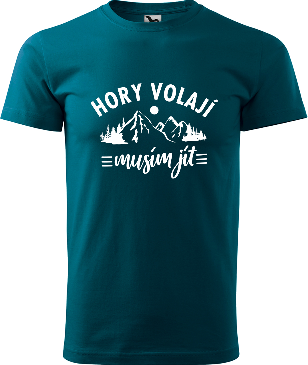 Pánské tričko na hory - Hory volají, musím jít Velikost: 2XL, Barva: Petrolejová (93), Střih: pánský