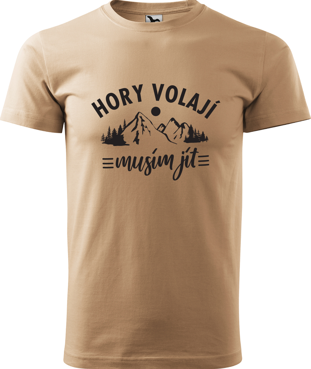 Pánské tričko na hory - Hory volají, musím jít Velikost: 2XL, Barva: Písková (08), Střih: pánský
