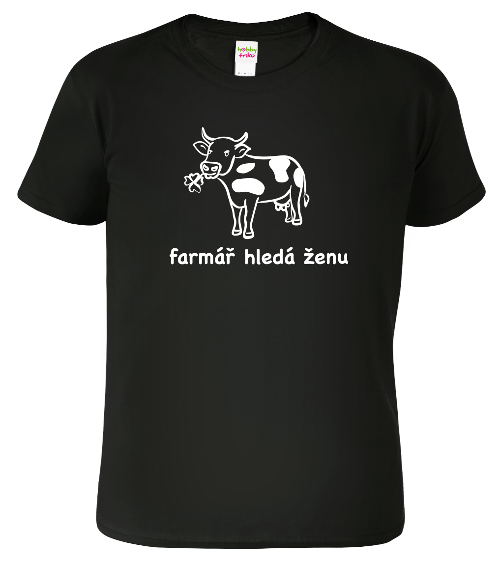 Tričko pro farmáře - Farmář hledá ženu (SLEVA) Velikost: XL, Barva: Černá (01)