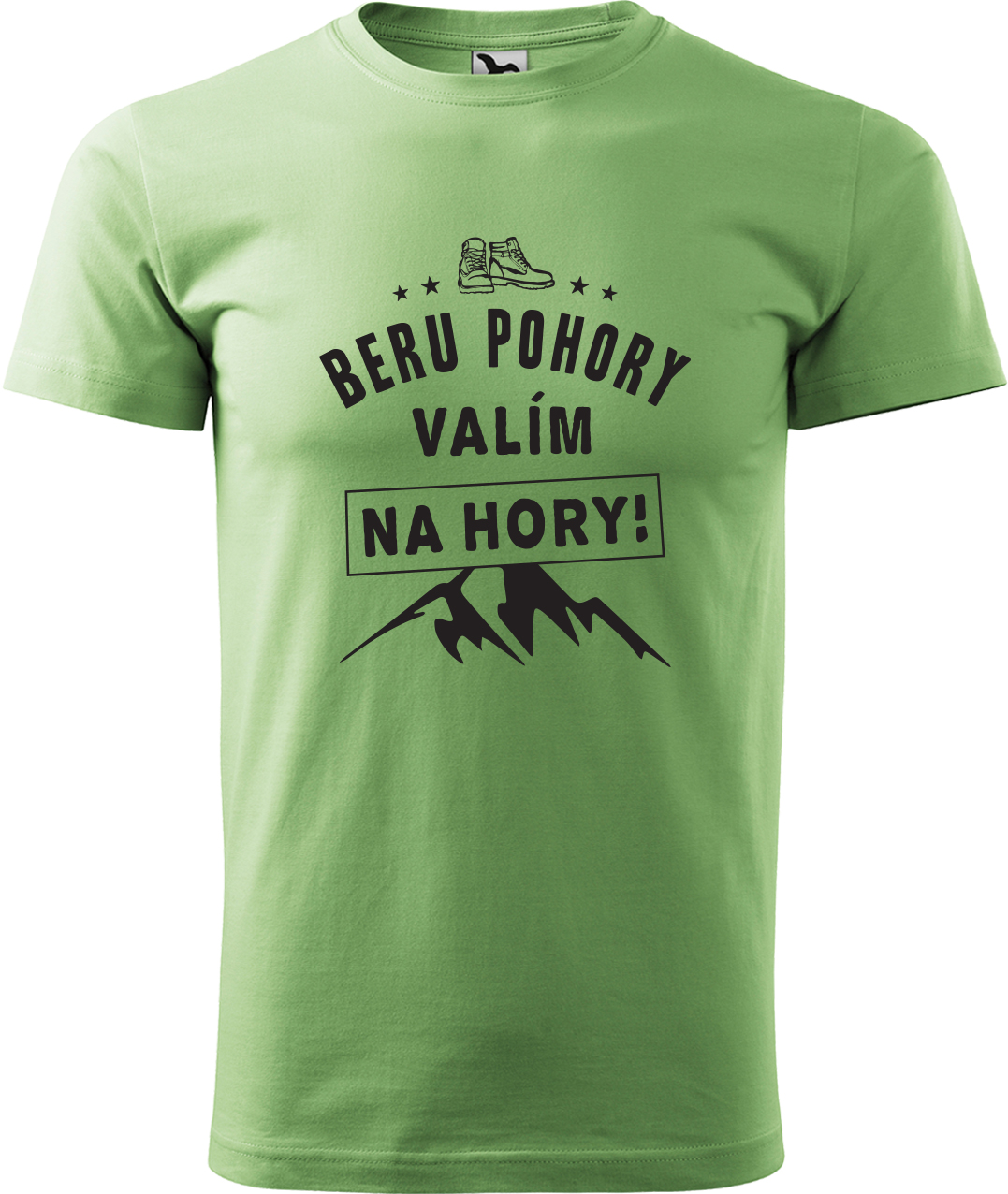 Pánské tričko na hory - Beru pohory, valím na hory Velikost: XL, Barva: Trávově zelená (39), Střih: pánský