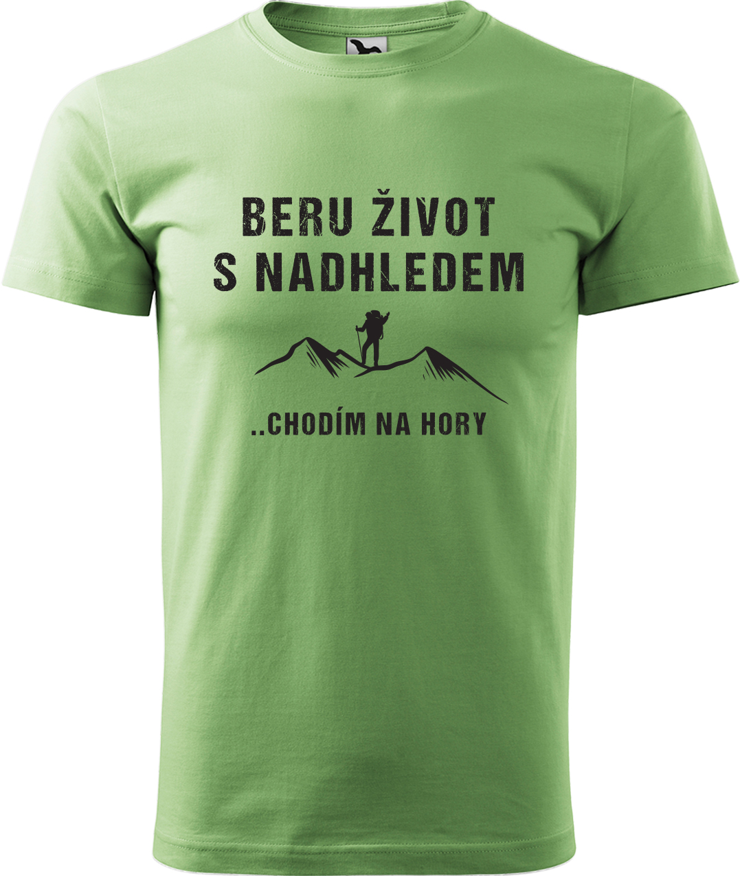 Pánské tričko na hory - Beru život s nadhledem, chodím na hory Velikost: XL, Barva: Trávově zelená (39), Střih: pánský