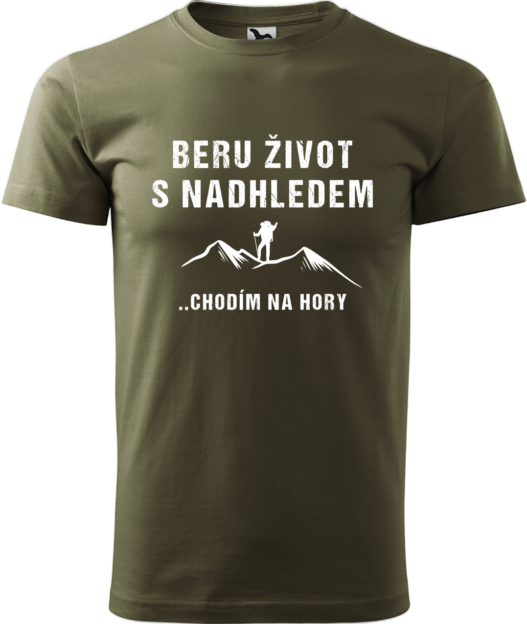 Pánské tričko na hory - Beru život s nadhledem, chodím na hory Velikost: XL, Barva: Military (69), Střih: pánský