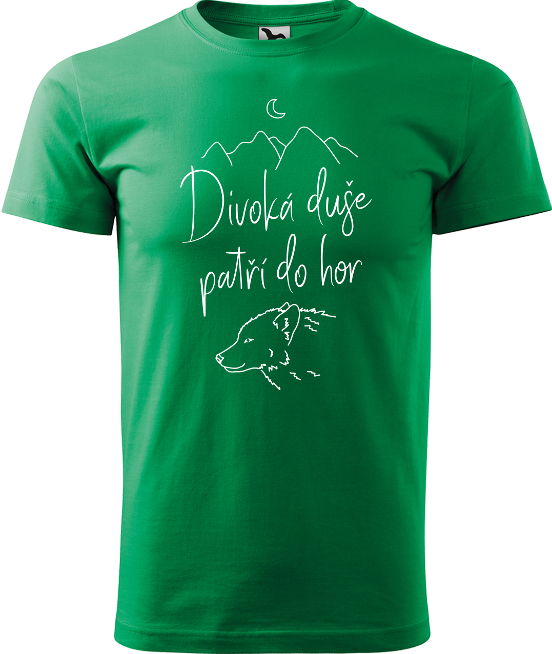 Pánské tričko na hory - Divoká duše patří do hor Velikost: L, Barva: Středně zelená (16), Střih: pánský