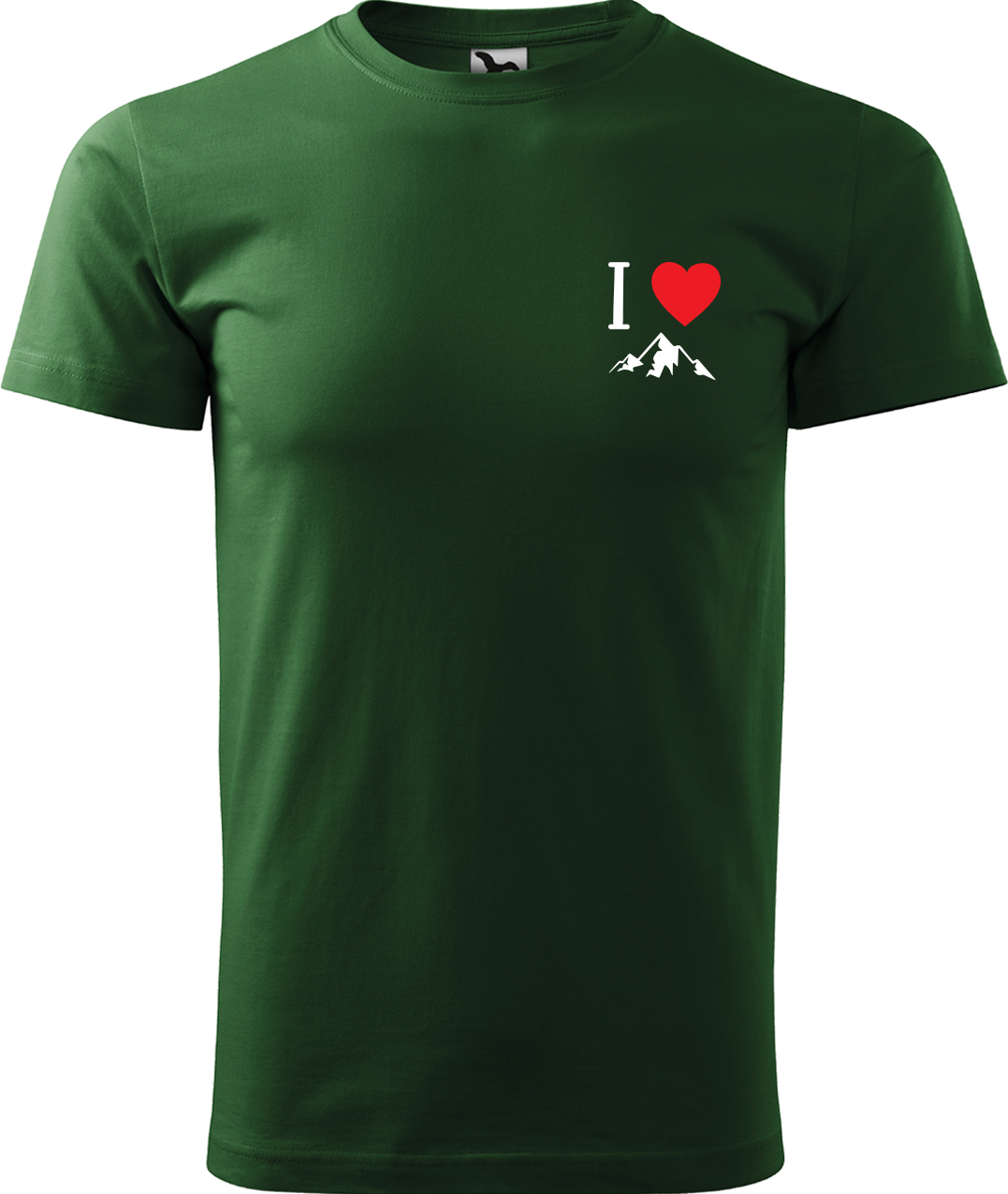 Pánské tričko na hory - I love mountain Velikost: M, Barva: Lahvově zelená (06), Střih: pánský