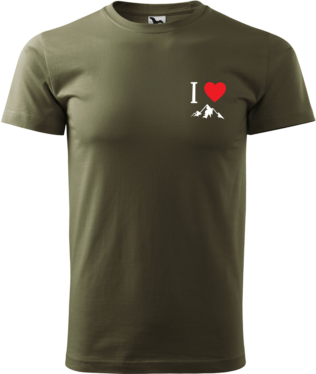 Pánské tričko na hory - I love mountain Velikost: S, Barva: Military (69), Střih: pánský