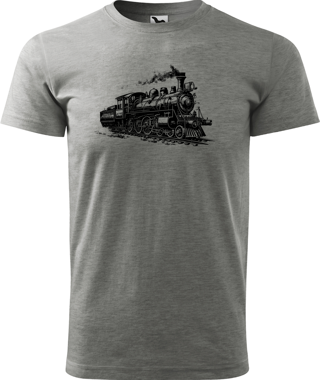 Tričko s vlakem - Stará lokomotiva Velikost: L, Barva: Tmavě šedý melír (12)