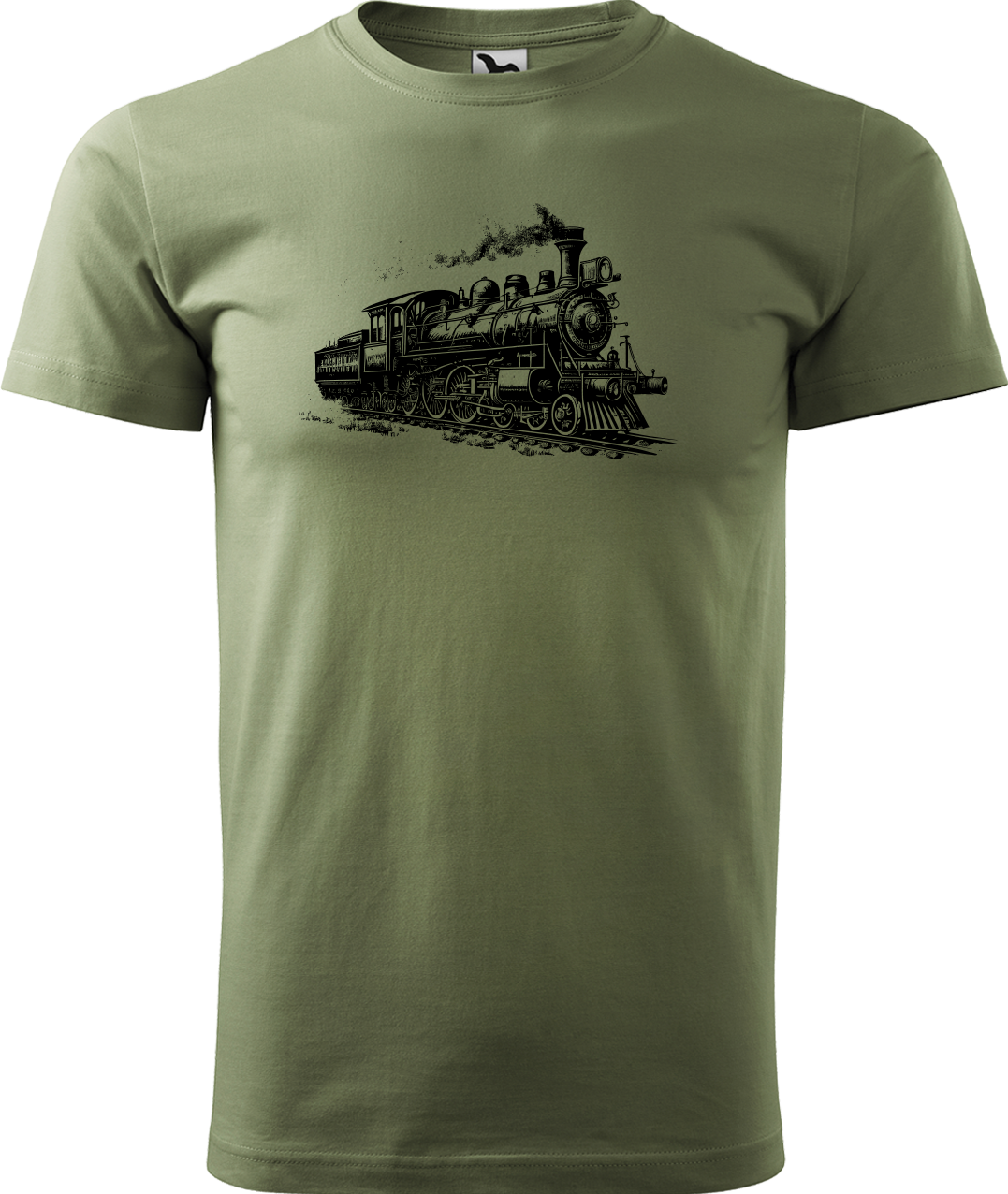 Tričko s vlakem - Stará lokomotiva Velikost: XL, Barva: Světlá khaki (28)