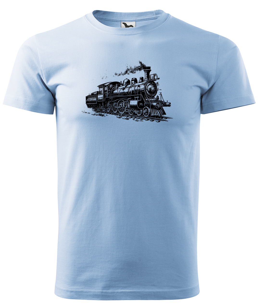 Dětské tričko s vlakem - Stará lokomotiva Velikost: 4 roky / 110 cm, Barva: Nebesky modrá (15)