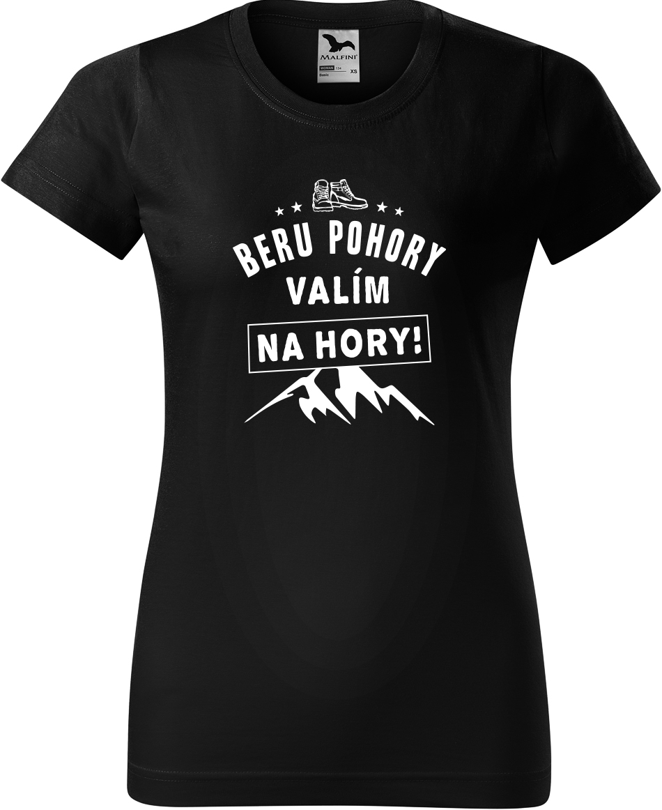 Dámské tričko na hory - Beru pohory, valím na hory Velikost: 3XL, Barva: Černá (01), Střih: dámský