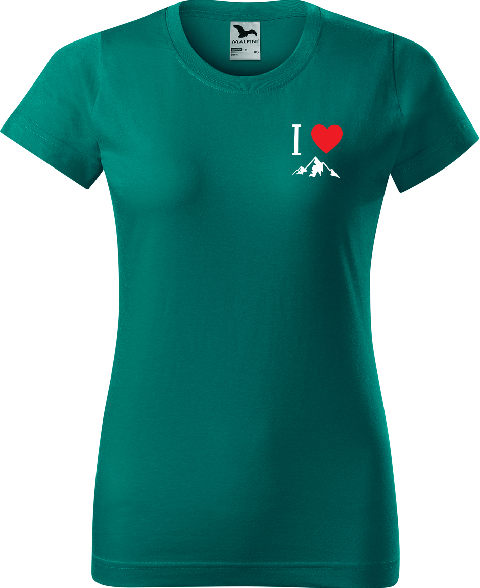 Dámské tričko na hory - I love mountain Velikost: 2XL, Barva: Emerald (19), Střih: dámský