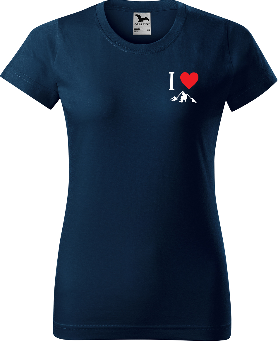 Dámské tričko na hory - I love mountain Velikost: S, Barva: Námořní modrá (02), Střih: dámský