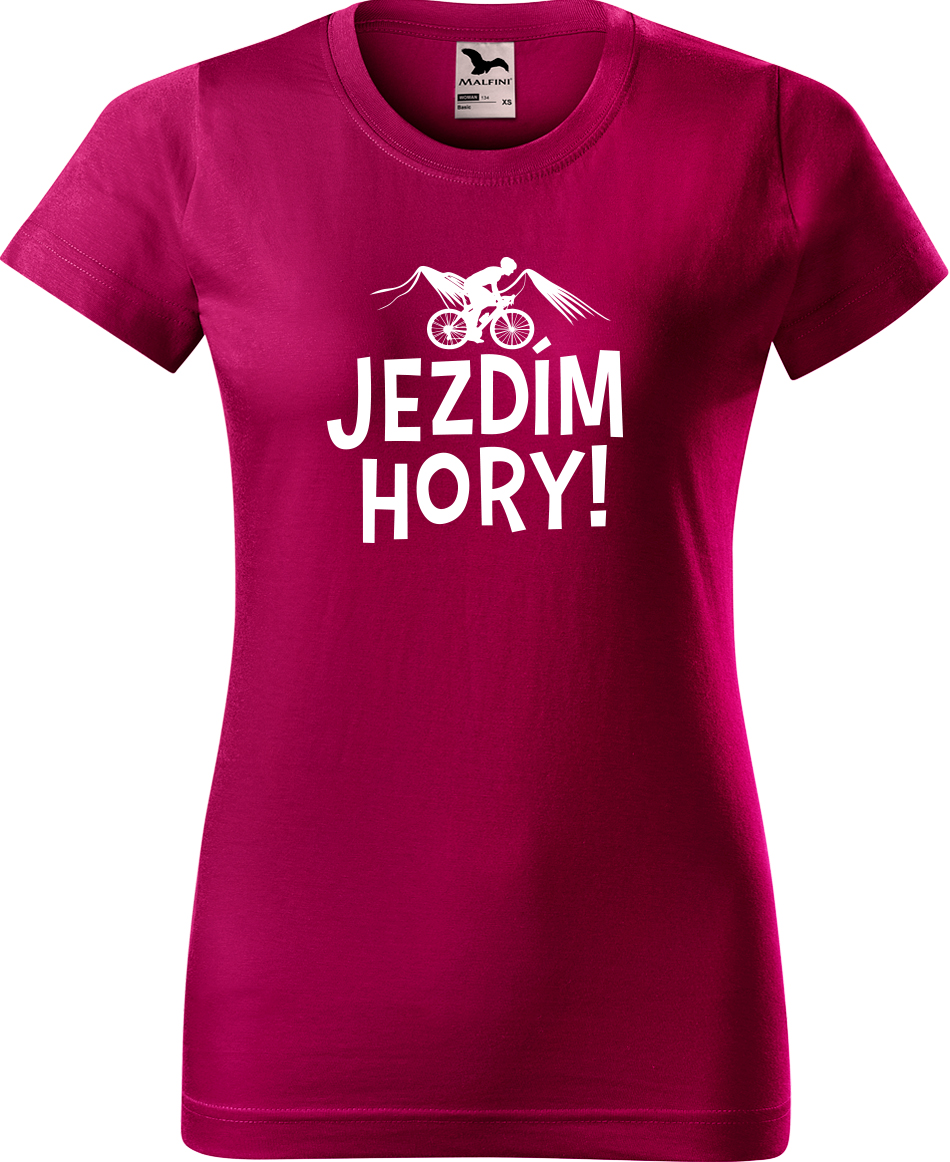 Dámské tričko na hory - Jezdím hory! Velikost: XL, Barva: Fuchsia red (49), Střih: dámský