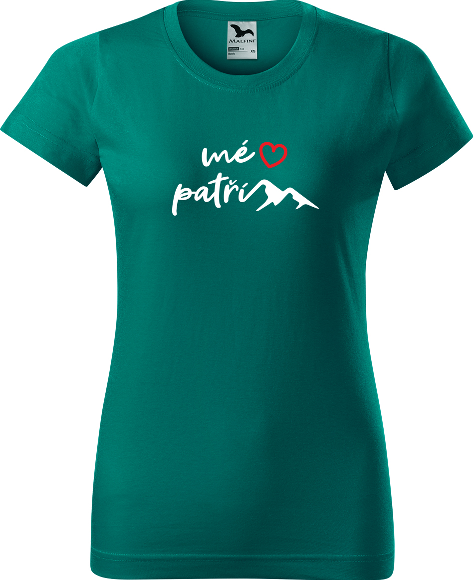 Dámské tričko na hory - Mé srdce patří horám Velikost: XL, Barva: Emerald (19), Střih: dámský