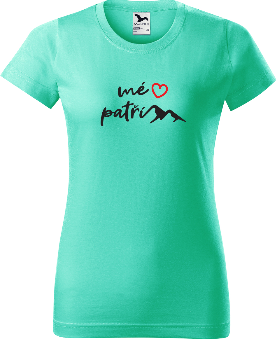 Dámské tričko na hory - Mé srdce patří horám Velikost: XL, Barva: Mátová (95), Střih: dámský