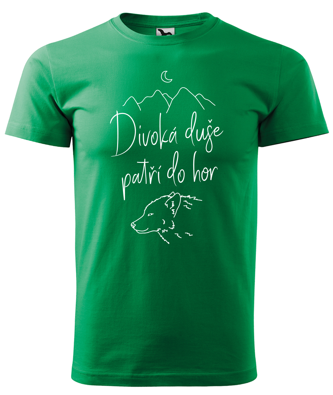 Dětské tričko na hory - Divoká duše patří do hor Velikost: 6 let / 122 cm, Barva: Středně zelená (16), Délka rukávu: Krátký rukáv