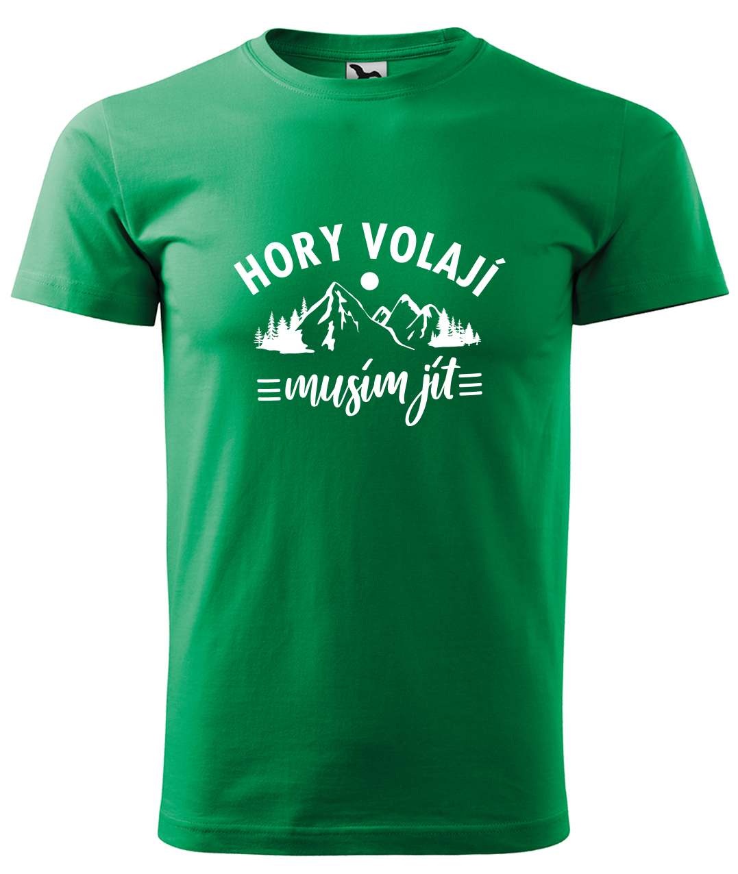 Dětské tričko na hory - Hory volají, musím jít Velikost: 4 roky / 110 cm, Barva: Středně zelená (16), Délka rukávu: Krátký rukáv
