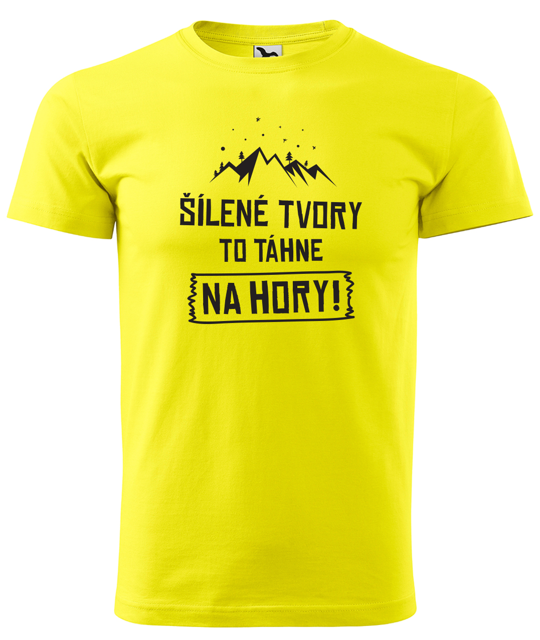 Dětské tričko na hory - Šílené tvory to táhne na hory! Velikost: 12 let / 158 cm, Barva: Žlutá (04), Délka rukávu: Krátký rukáv