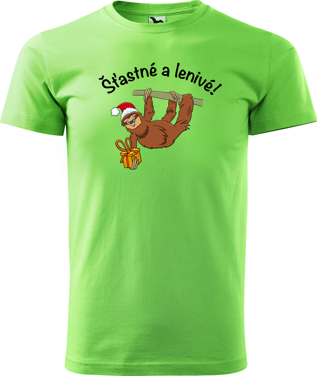 Pánské vánoční tričko - Šťastné a lenivé! Velikost: 4XL, Barva: Apple Green (92)