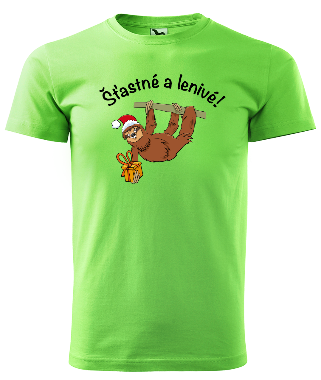 Dětské vánoční tričko - Šťastné a lenivé! Velikost: 4 roky / 110 cm, Barva: Apple Green (92)