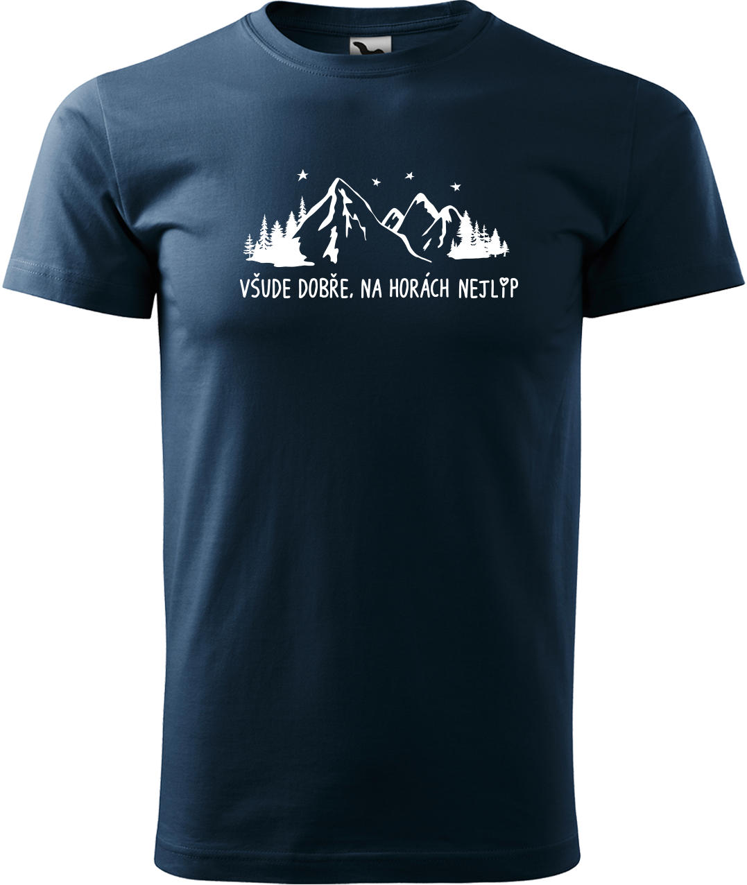 Pánské tričko na hory - Všude dobře, na horách nejlíp Velikost: 4XL, Barva: Námořní modrá (02)