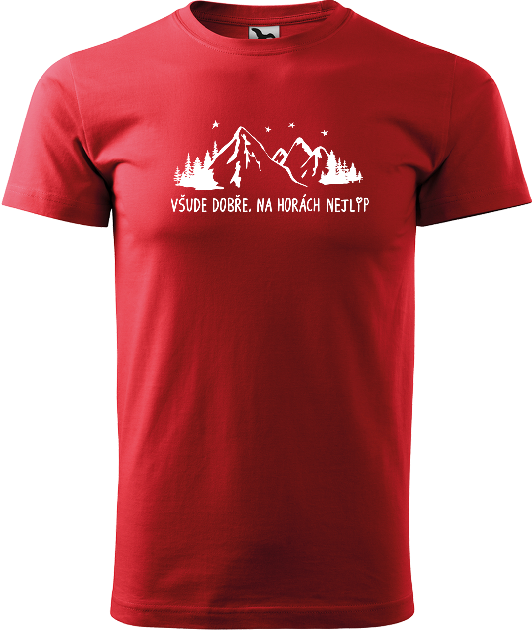 Pánské tričko na hory - Všude dobře, na horách nejlíp Velikost: S, Barva: Červená (07)