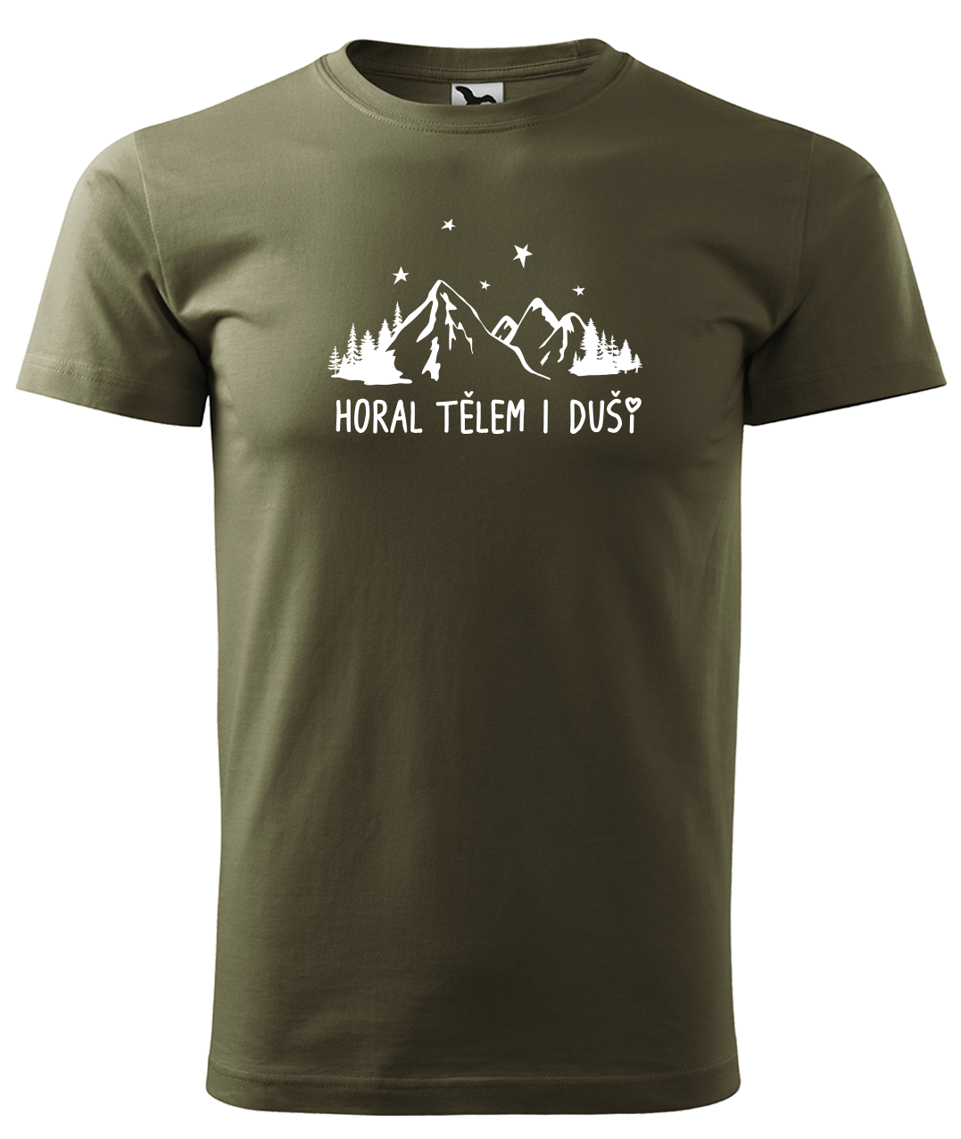 Dětské tričko na hory - Horal tělem i duší Velikost: 8 let / 134 cm, Barva: Military (69)