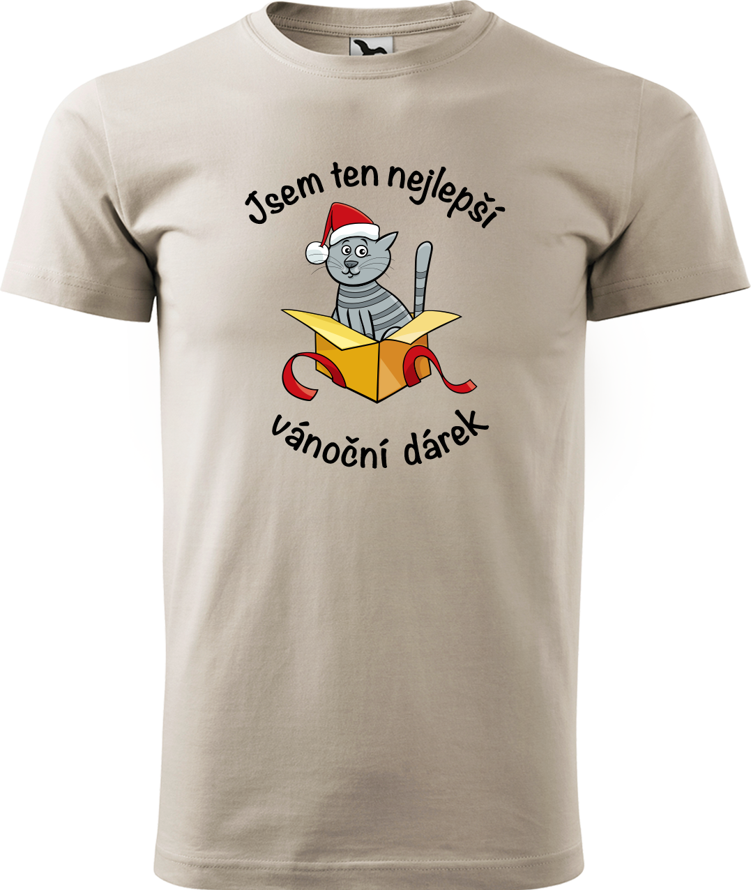 Pánské vánoční tričko - Jsem ten nejlepší vánoční dárek Velikost: M, Barva: Béžová (51)