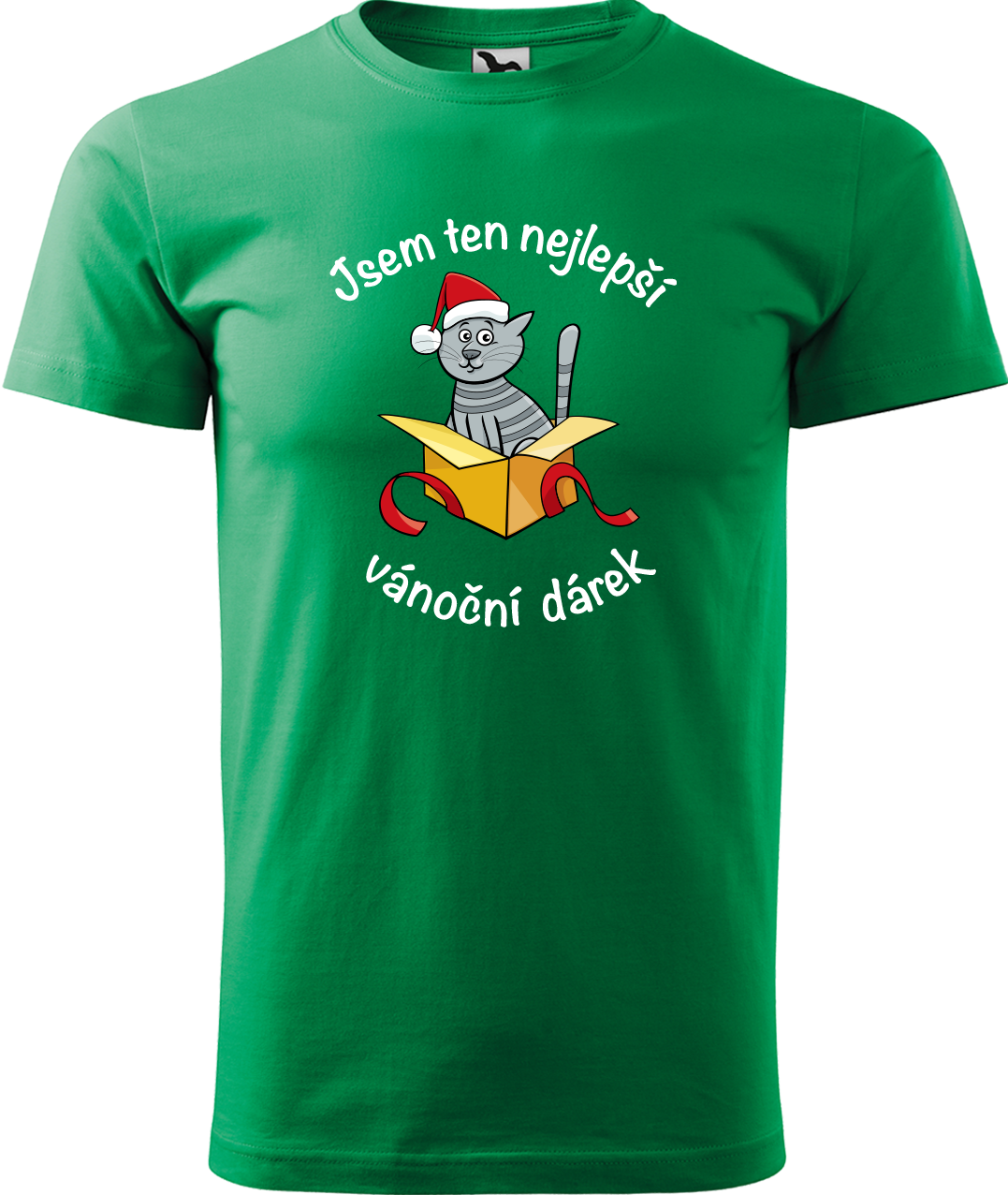 Pánské vánoční tričko - Jsem ten nejlepší vánoční dárek Velikost: 3XL, Barva: Středně zelená (16)