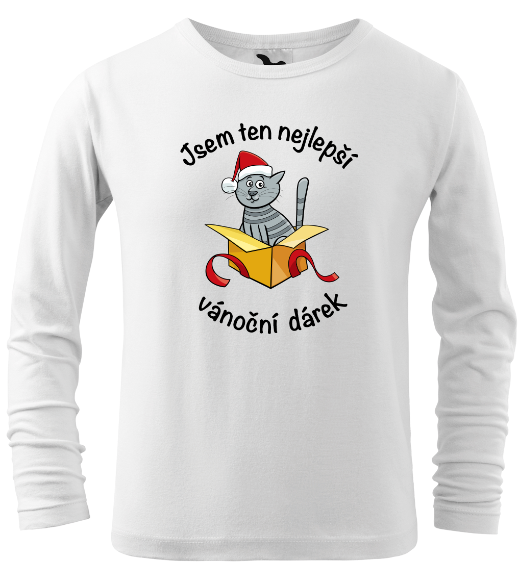 Dětské vánoční tričko - Jsem ten nejlepší vánoční dárek (dlouhý rukáv) Velikost: 4 roky / 110 cm, Barva: Bílá (00), Délka rukávu: Dlouhý rukáv