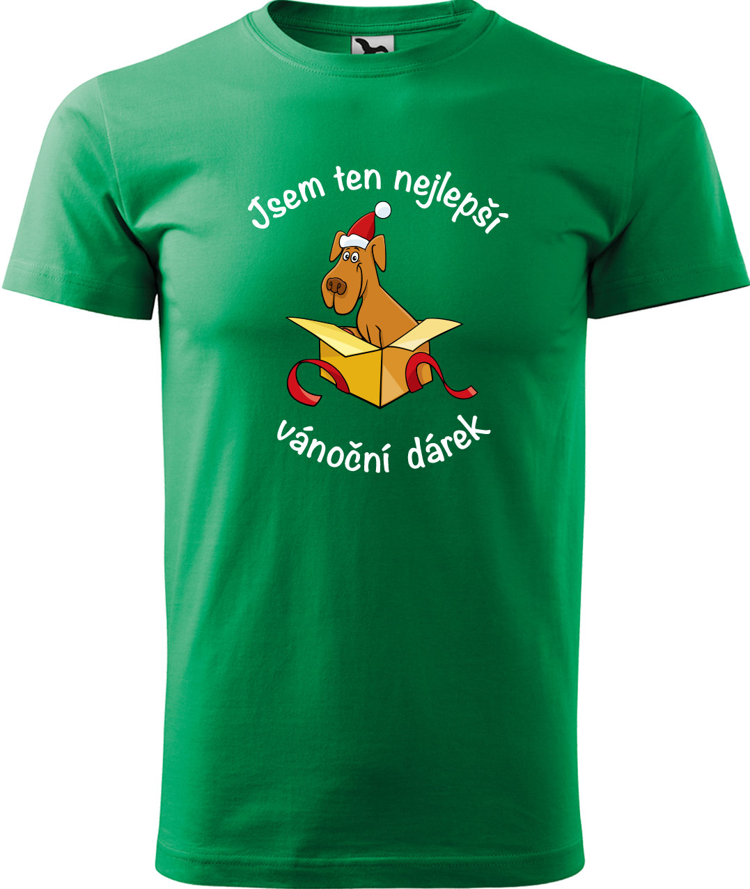 Pánské vánoční tričko - Jsem ten nejlepší vánoční dárek (pes) Velikost: 3XL, Barva: Středně zelená (16)
