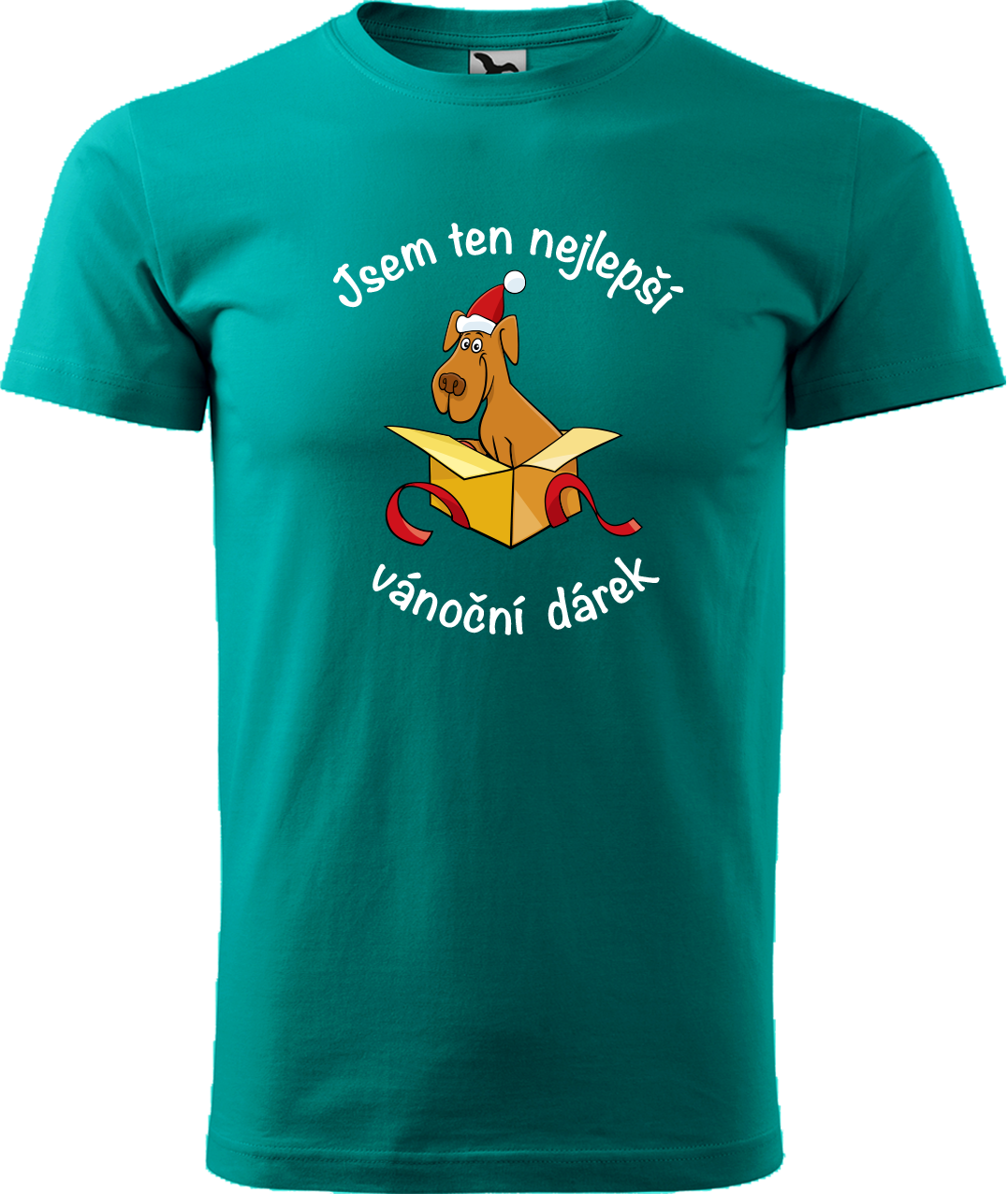Pánské vánoční tričko - Jsem ten nejlepší vánoční dárek (pes) Velikost: 2XL, Barva: Emerald (19)