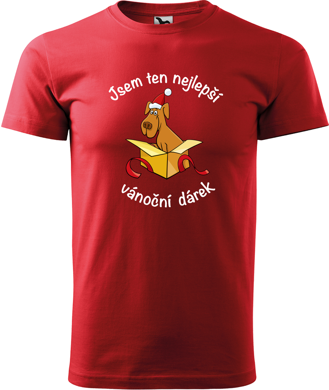 Pánské vánoční tričko - Jsem ten nejlepší vánoční dárek (pes) Velikost: XL, Barva: Červená (07)