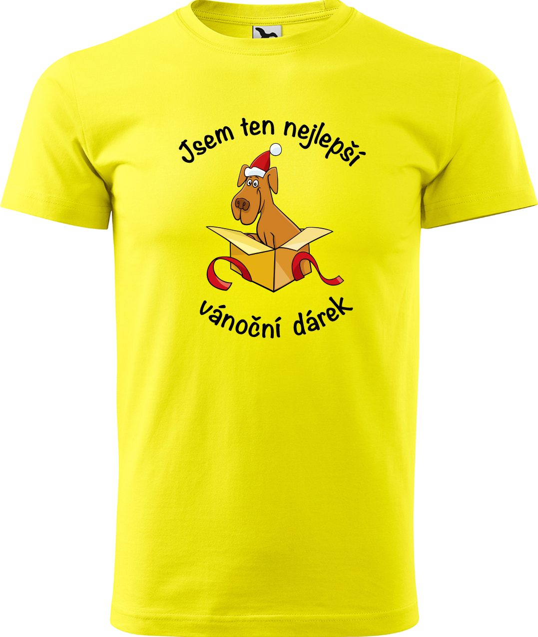Pánské vánoční tričko - Jsem ten nejlepší vánoční dárek (pes) Velikost: L, Barva: Žlutá (04)