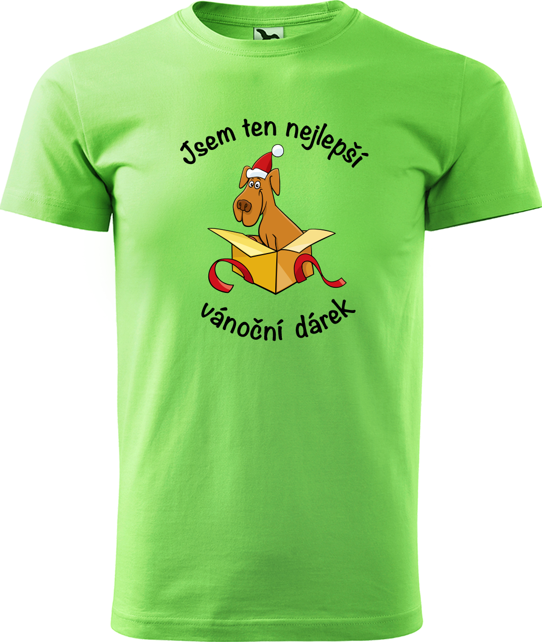 Pánské vánoční tričko - Jsem ten nejlepší vánoční dárek (pes) Velikost: L, Barva: Apple Green (92)