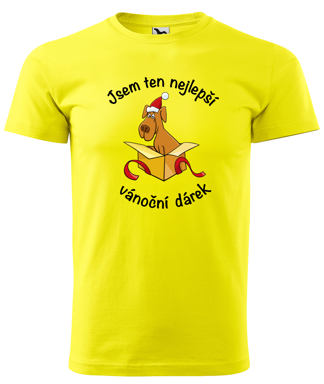 Dětské vánoční tričko - Jsem ten nejlepší vánoční dárek (pes) Velikost: 10 let / 146 cm, Barva: Žlutá (04)