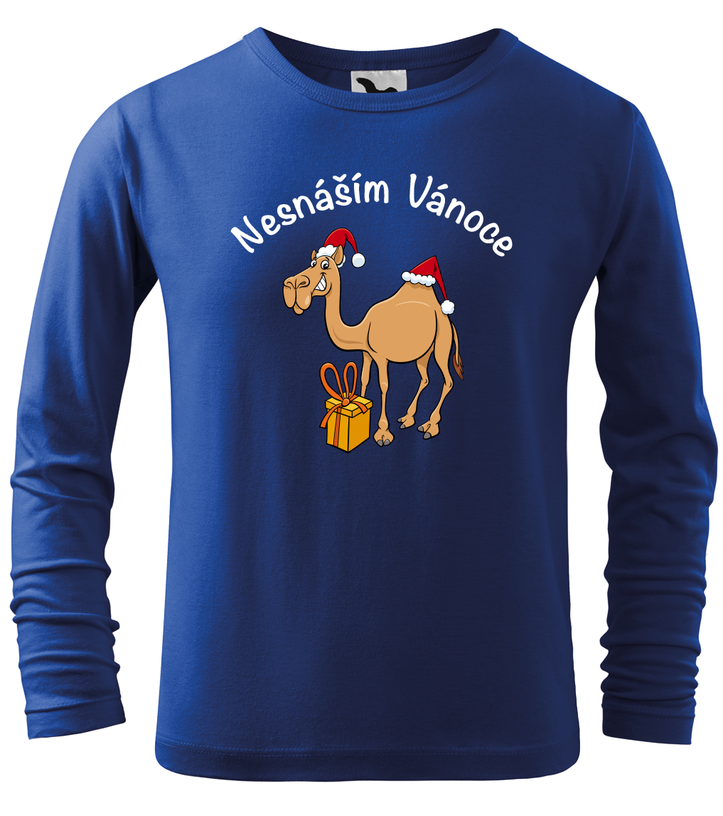 Dětské vánoční tričko - Nesnáším Vánoce (dlouhý rukáv) Velikost: 4 roky / 110 cm, Barva: Královská modrá (05)